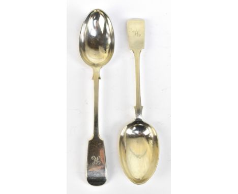 GEORGE MAUDSLEY JACKSON; a pair of Victorian hallmarked silver tablespoons, London 1886, with engraved initials to the termin