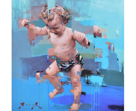 CHRISTIAN HOOK (b.1971); a signed limited edition print on board, 'Pasos', no. 16/195, signed lower left, 50 x 50 cm, framed.