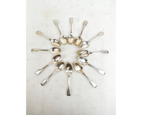 JONATHAN HAYNE; a set of seven William IV hallmarked silver dessert spoons, each with engraved crest to handles, London 1833,