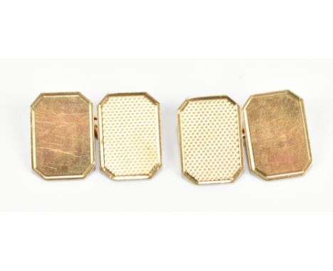 A pair of 9ct yellow gold engine turned octagonal cuff links, approx 6.3g.Additional InformationGeneral surface scratches as 