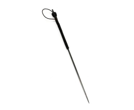 A WWII Special Operations Executive long spike for concealment, stamped with dagger mark to top, with black thread wrap to up