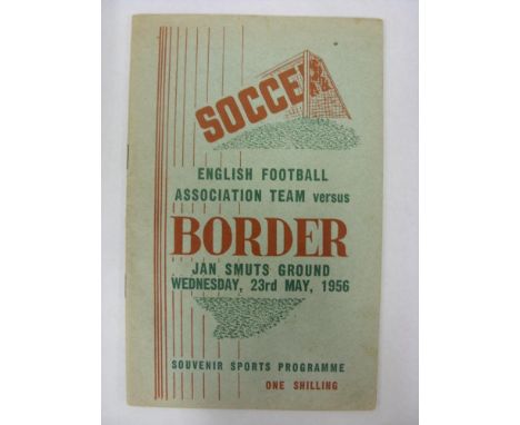 FOOTBALL ASSOCATION, 1956, Border Football Association (South Africa) v English Football Association, Official football progr