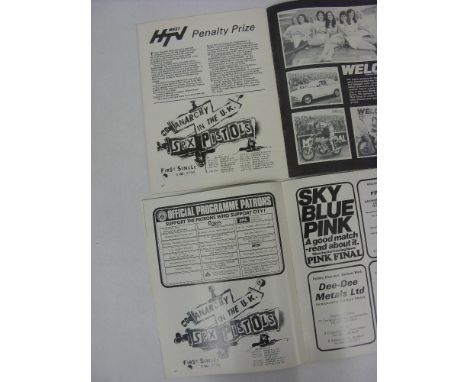 SEX PISTOLS, 1976/1977, a pair of football programmes containing the 'Anarchy In UK' advert inside.  04/12/1976 Bristol City 