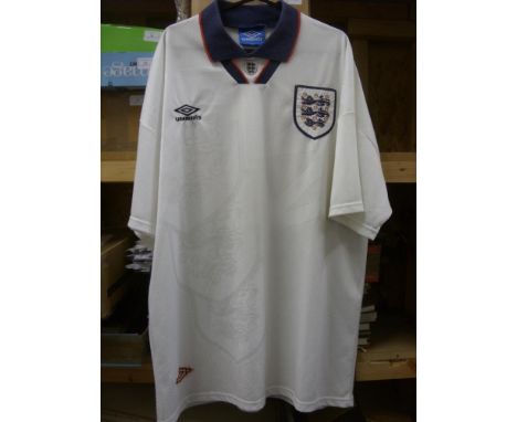 ENGLAND, 1993/1994, original replica home football shirt, Barnes No. 10 on back, Size XL (very light fading to name/number on