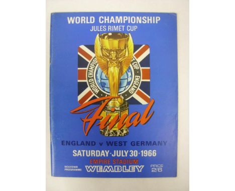 WORLD CUP, 1966, a football programme from the Final, England v West Germany, played on 30/07/1966 at Wembley. Very good cond