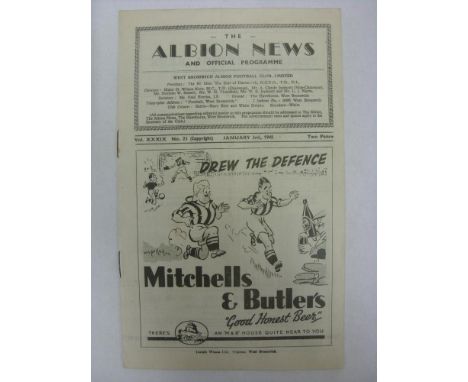 WEST BROMWICH ALBION, 1947/1948, a football programme from the home fixture with Barnsley, played on 03/01/1948.