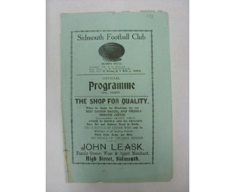 RUGBY UNION, 1932/1933, a programme from the fixture, Sidmouth v Newport (some damage to the outer edges with small nicks/tea