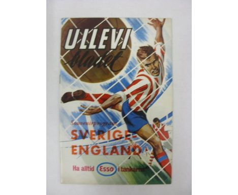 ENGLAND, 1965, a football programme from the away fixture against Sweden, played on 16/05/1965 (very good condition).