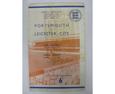 CUP SEMI-FINAL, 1948/1949, FA Cup, a football programme from the fixture Portsmouth v Leicester City [At Arsenal], played on 