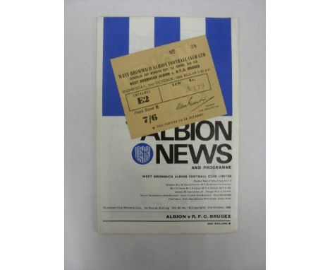 WEST BROMWICH ALBION, 1968/1969, a football programme and ticket from the fixture versus Club Brugge [European Cup Winners Cu