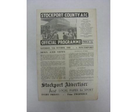 STOCKPORT COUNTY, 1946/1947, a football programme from the home fixture with Southport, played on 12/10/1946 (very light foxi