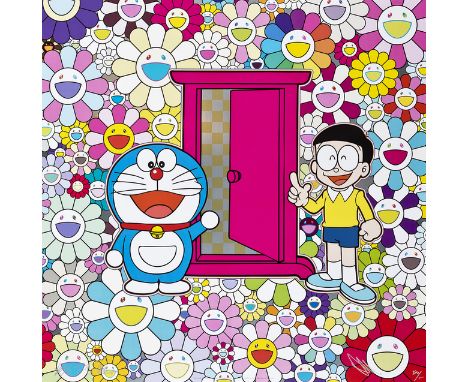 Takashi Murakami (Japanese 1962-), 'Anywhere Door (Dokodemo Door) in the Field of Flowers', 2018, offset lithograph in colour