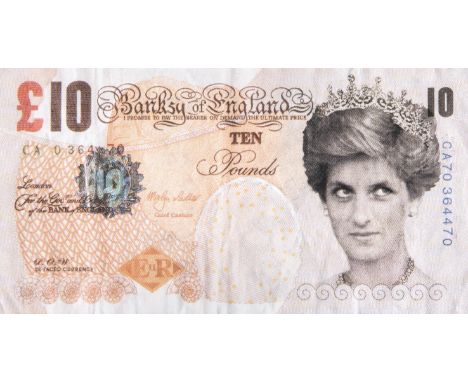Banksy (British 1974-), ‘Di-Faced Tenner’, 2004, offset lithograph in colours on paper; sheet: 7.6 x 14.3cm ARR