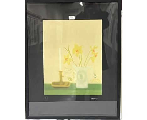 CRAIGIE AITCHISON, C.B.E; R.A; R.S.A; SCOTTISH 1926-1998 Candlestick still life. Signed in white ink and numbered. Screenprin