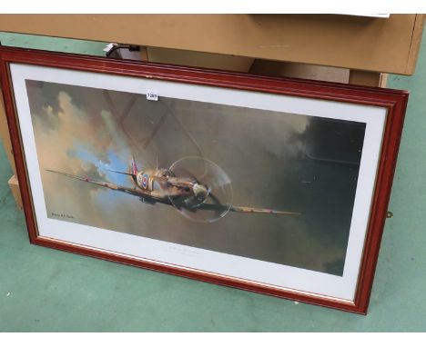 A print "Spitfire" by Barrie Clark, framed and glazed 