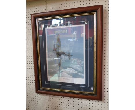 A limited edition print "The CO's Query" Supermarine Spitfire Mk IV MJ730, pencil signed by the artist 102/500, framed and gl