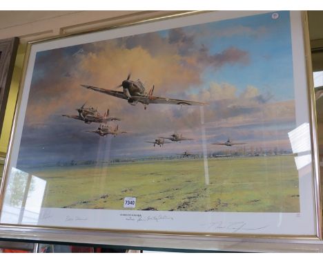 A Robert Taylor limited edition 'Hurricane Scramble' print with multiple signatures including Robert Taylor, Bob Doe, Peter B