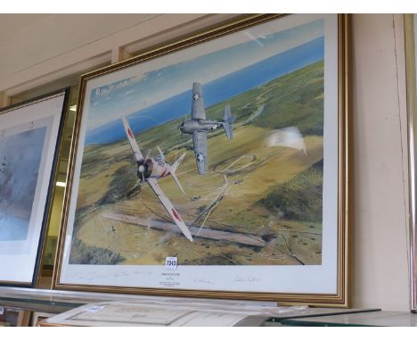 A Robert Taylor limited edition print 'Zero Encounter' multiple signatures including Robert Taylor, fighter pilots (USA and J