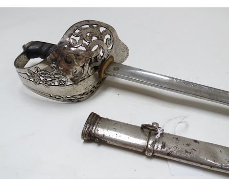 A Victorian 1895 pattern officer's sword with blade marked to 2nd Bn South Staffordshire Regt., all steel scabbard 