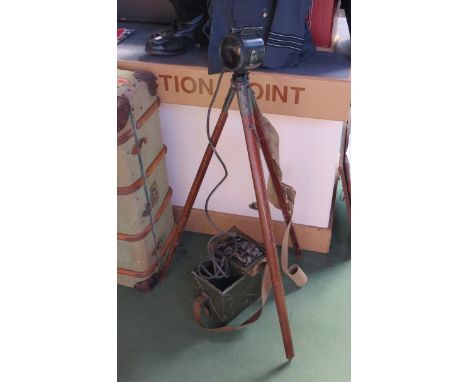 A WWII British signalling lamp with tripod