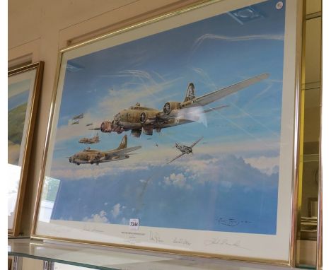 A Robert Taylor limited edition print 'Return from Schweinfurt' multiple signatures including General Curtis Le May, General 