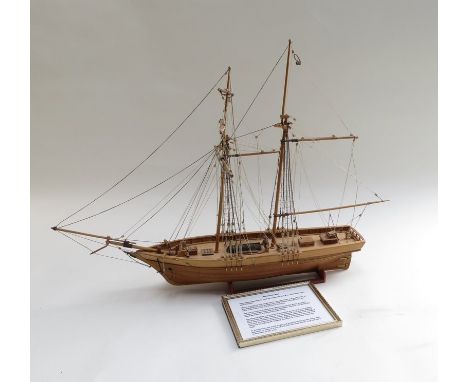A detailed wooden model of the first true Clipper, the 1839 "Scottish Maid" together with framed history