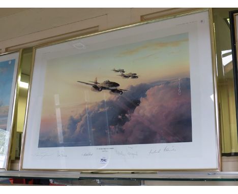 A Robert Taylor limited edition print 'JU-44, Squadron of Experts' multiple signatures including Adolf Galland, Herbert Kaise