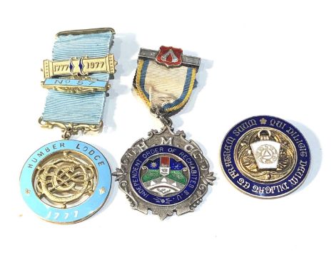 3 silver and enamel masonic medals / jewels includes humber lodge etc weight 78g 