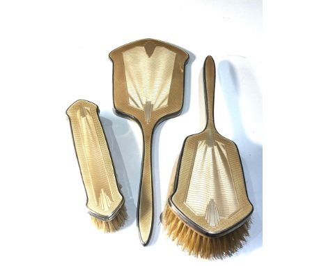 Antique silver and enamel brush set in good condition 