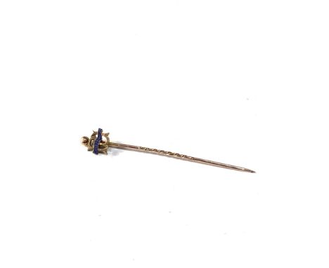 9ct gold enamel football charity match stick pin measures approx 5.7cm long weight 1.1g 