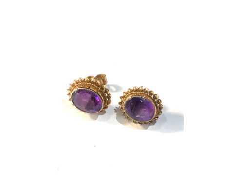 9ct gold amethyst stud earrings weight 2.2g 