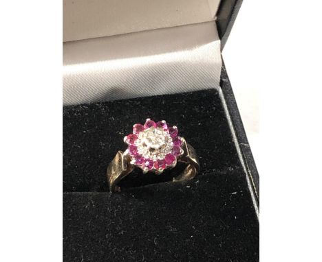 9ct gold diamond and ruby ring weight 3.2g 