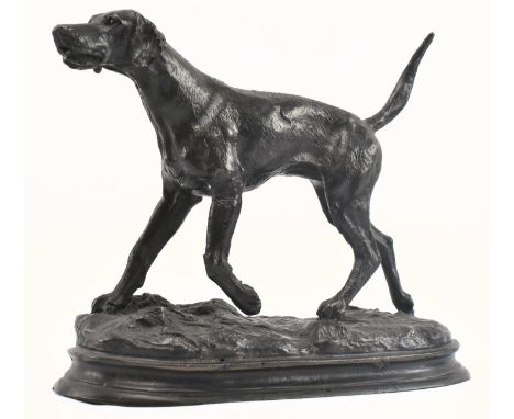 After Pierre Jules Mene (French, 1810-1879) - a late 19th / early 20th century lost wax bronze sculpture of pointer dog. The 