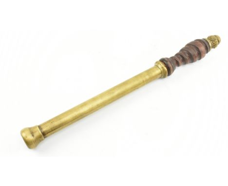A 19th century Victorian brass and mahogany police's tipstaff, in ebony presentation case. The tipstaff with turned mahogany 