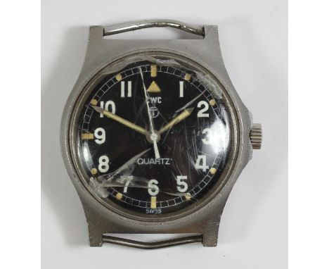 CWC, a stainless steel British Military Issue Army G10 quartz wristwatch, ref. 6645-99, 541-5317, circa 1980, black dial with