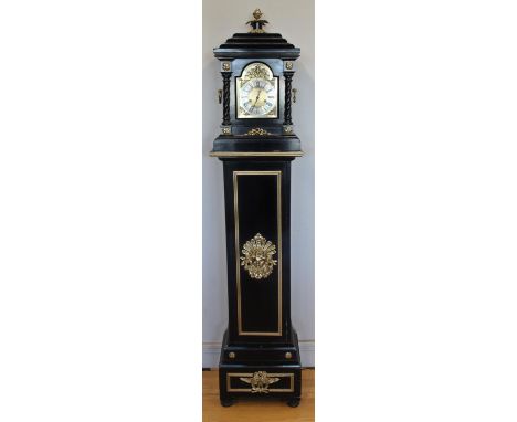 Hamburg American Corporation, Hamburg, a 19th century ebonised and gilt brass bracket clock, the brass arched dial with silve