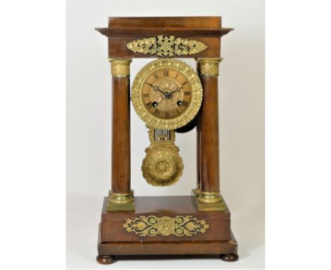 Samuel Marti a Paris, a 19th century French four-pillar mahogany mantle clock,  the eight-day duration movement striking the 