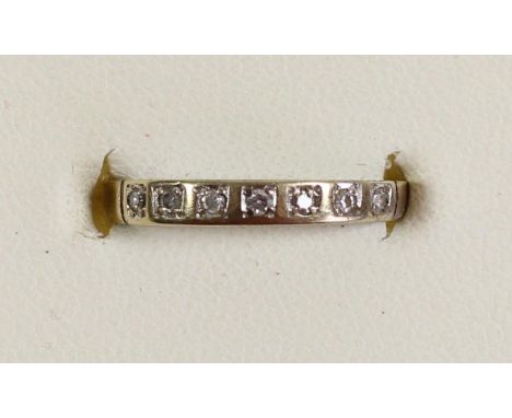 A 9ct gold and diamond half eternity ring, set with single cut stones, M, 1.5gm 