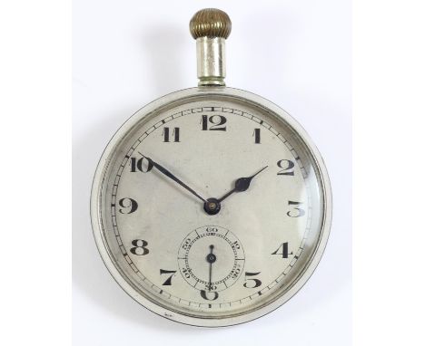 Doxa, a military keyless wind open face pocket watch, with subsidiary seconds dial, A over broad arrow to the back case, 50mm