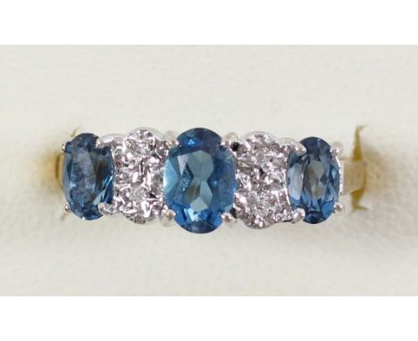 A 9ct gold blue topaz? and diamond ring, L, 2gmCondition report; Very good condition, no issues