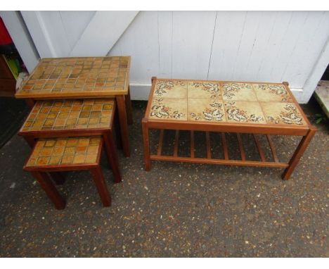 Tile top coffee table and nest of tables