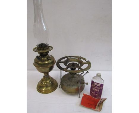 Brass Primus stove and brass oil lamp