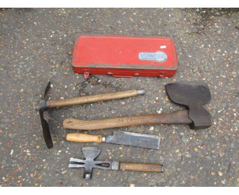 Interesting vintage tools including axe and VBW socket set 