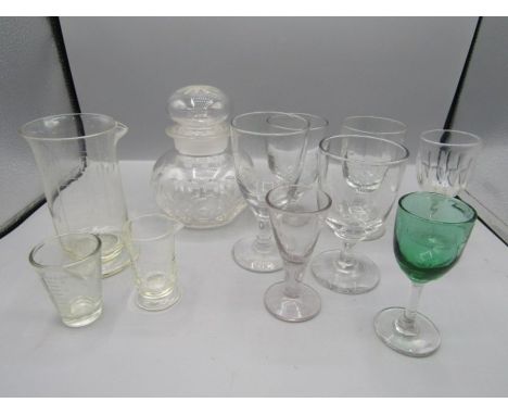 Victorian measuring glasses, rummer glasses and other vintage glass 