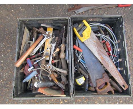 2 Boxes of hand tools including hammers and screwdrivers etc 