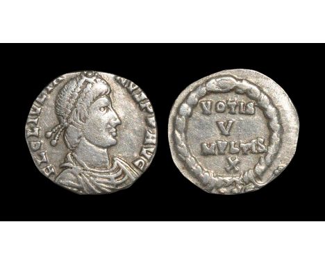 360-363 AD. Lyons mint. Obv: FL CL IVLIA-NVS AVG legend with pearl diademed, draped, cuirassed bust right. Rev: VOTIS V MVLTI