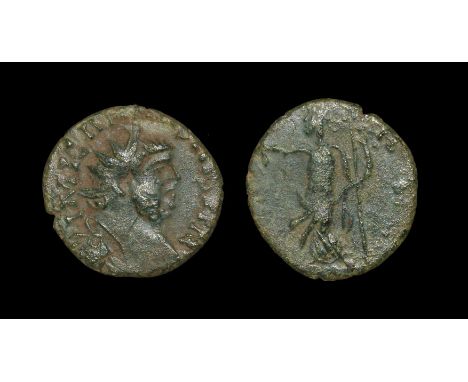 286-287 AD. London mint, barbarous? Obv: IMI CARAVSIVS P F A legend with radiate bust right. Rev: PAX AVG legend with Pax sta