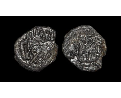 813-820 AD. Syracuse mint. Obv: (LEON legend above), crowned, half-length figure with short beard, wearing loros, holding cro