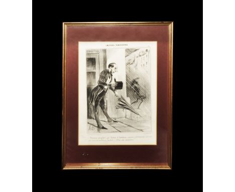 Published 1840. A lithograph by Honoré Daumier on white paper, taken from Charivari, number 33 in a series of 'Emotions Paris