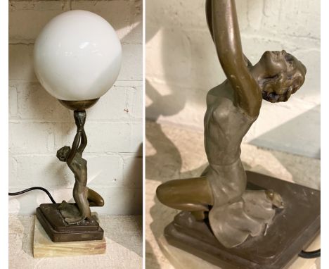 ART DECO FEMALE FIGURE TABLE LAMP A/F - APPROX 40CMS H